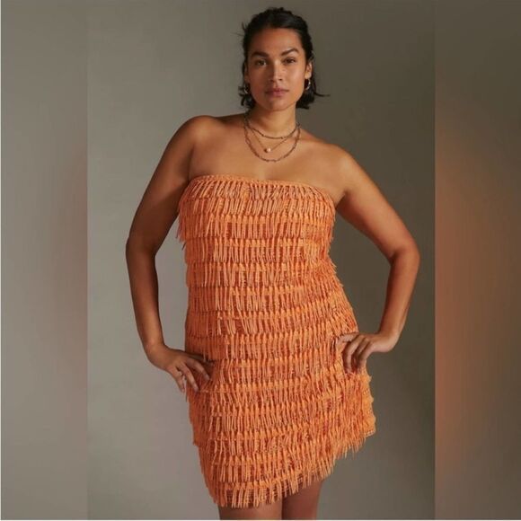 Anthropologie Orange Mini Dress - Picture 2 of 9